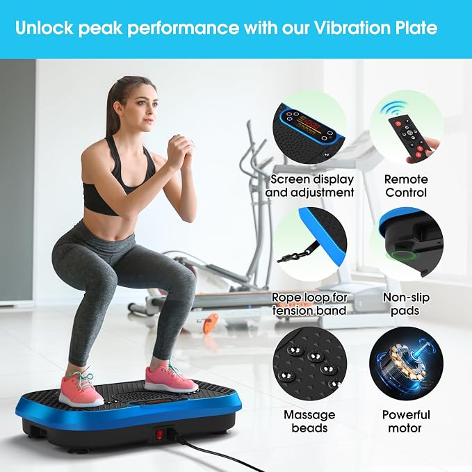 SoftGym Vibration Plate Exercise Machine for Lymphatic Drainage & Fitness | Quiet Heavy Duty 450lbs Capacity Platform, 120 Speeds Shake Machine with Resistance Bands for Home Muscle Activation