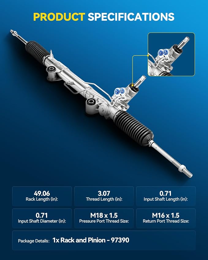 PHILTOP Power Steering Rack and Pinion for 08-12 Liberty, 07-11 Nitro | No.52109984AH, 52109984AF, 52125502AB, 52125502AC, 97390