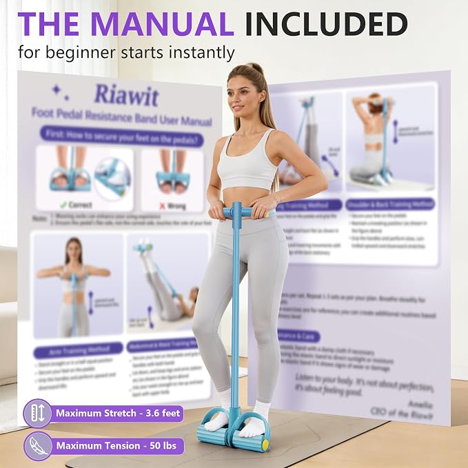 Upgraded Pedal Resistance Band with Handle, Soft Durable Fashion Puller Exercise with Thickened 6 Tension Ropes, Tube Pedal Resistance Device for Abdomen, Waist, Arm, Leg, Core/ABS