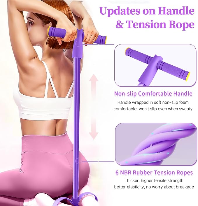 Pedal Resistance Bands with Handles, Durable 6-Tubes Multifunction Pedal Resistance Band, Natural Rubber Foot Pedal Resistance Bands, Fitness Resistance Bands for Abdomen, Waist, Arm, Leg