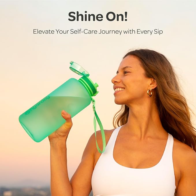 Hydracy 2L Large Water Bottle, 100% BPA Free Tritan Plastic, Leakproof, Zero Condensation, Motivational Timeline, Safe, Non-Toxic, Durable, Smart Design | BPA-Free Tritan, Leakproof Flip-Top Lid,No-Sweat Sleeve,Carry Strap,Daily Intake Tracking for Gym...