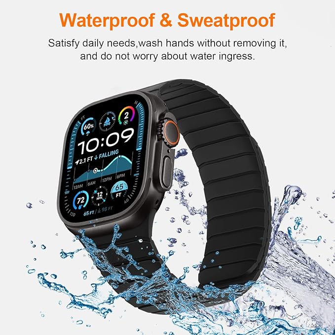 Tasikar Magnetic Bands Compatible with Apple Watch 42mm(Series 11/Series 10) 41mm 40mm 38mm Soft Silicone Replacement Loop Wristband for iWatch SE Series 11 10 9 8 7 6 5 4 3, Black