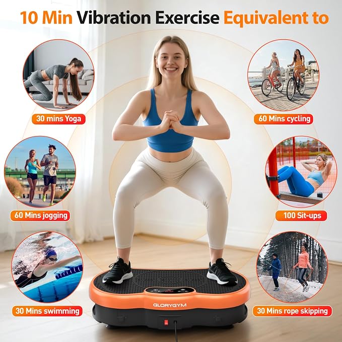 Vibration Plate Exercise Machine for Body Shaker Machine & Weight Loss, Shake Plate with Resistance Bands, 120 Speed Levels, Remote Control, Full Body Workout, Compact Home Gym Equipment