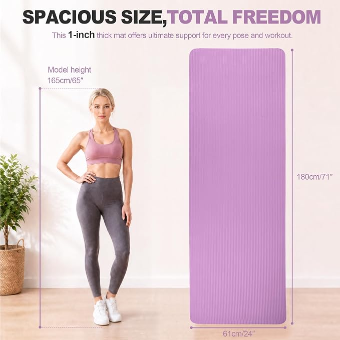 HULKFIT High Density Non Slip Yoga Mat, Extra Thick Exercise Mat with Carrying Strap, for Pilates, Fitness, Home Gym & Floor Workouts - Multiple Thickness & Multiple Color