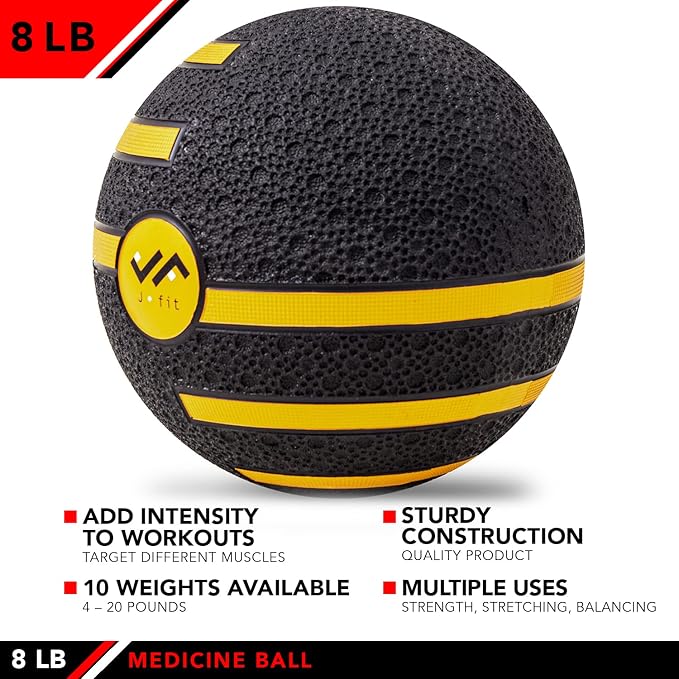 JFIT Dual Texture Medicine Ball – Weighted Exercise Ball for Strength, Core & Functional Fitness Training
