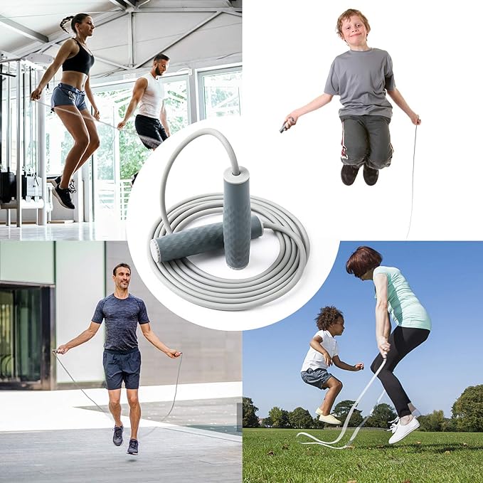 Weighted Jump Rope Workout-1LB Professional Skipping Rope with Adjustable Length and Silicone Comfortable Grips,Heavy Jumpropes Adults Fitness Women Men,Cardio Boxing Endurance Training Exercise