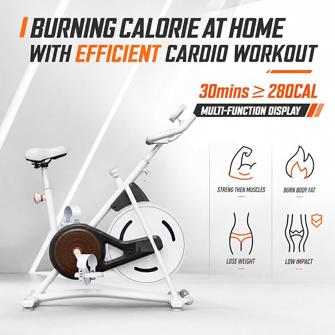 HOELLL Exercise Bike Stationary Bikes for Home Compact Indoor Cycling Bike | with Tablet Mount, with Exclusive Heart Rate Sensor and APP Sync, with Continuously Variable Resistance, Black&White&Red