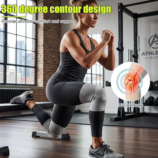 One Compression Bamboo Knee Sleeves For Women & Men Knee Pain, Elastic Compression Leg Sleeves for Arthritis, 2-Pack(Gray, X-Large(90-115KG))