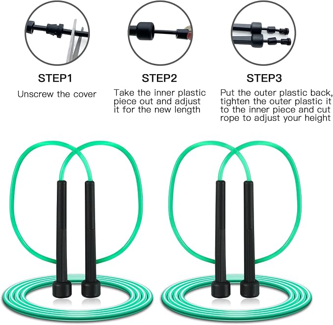 Pack PVC Jump Rope for Cardio Fitness - Versatile Adjustable Skipping Rope for Women Men Kids, Speed Jump Rope for Exercise,9 Feet