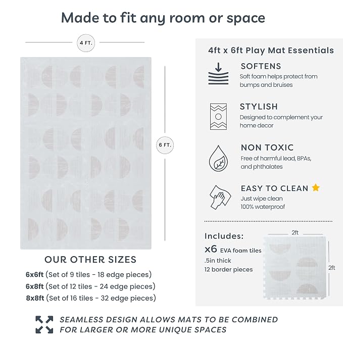 Little Landings Baby Play Mat for Floor - Aura Oat (4x6ft) - Premium EVA Foam Play Mat for Babies & Toddlers (Ages 0-5+) Non-Toxic Playmat for Tummy Time, Crawling & Playroom - Stylish & Comfortable