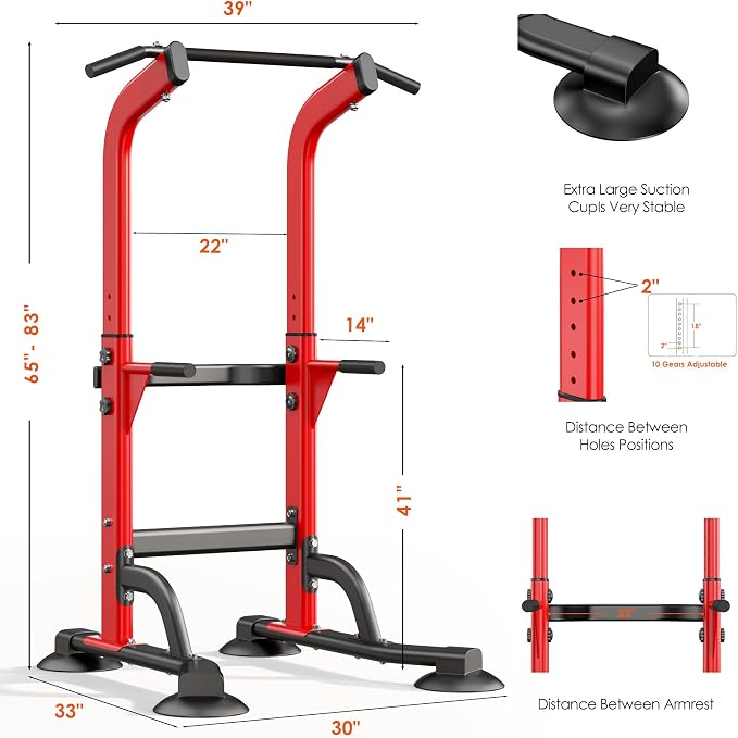 SogesPower Power Tower Dip Station Pull Up Bar for Home Gym Adjustable Height Strength Training Workout Equipment,Pull Up Bar Station