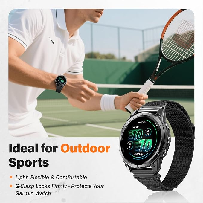 Alpine Loop Nylon Watch Band Compatible with Garmin Fenix 5X / 6X / 7X / 8 51mm, Quickfit 26mm Rugged Watch Bands for Garmin Fenix 8 Pro 51mm / 7X Pro / 6X Pro / 5X Plus, for Fenix 3, Tactix Delta