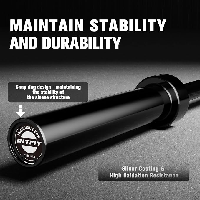 RitFit Barbell Weight Set - 4/6FT Olympic Barbell with Weight Plates (55-115LB Total) - Weightlifting Equipment for Squats, Curls, Deadlifts, Presses, Hip Thrusts