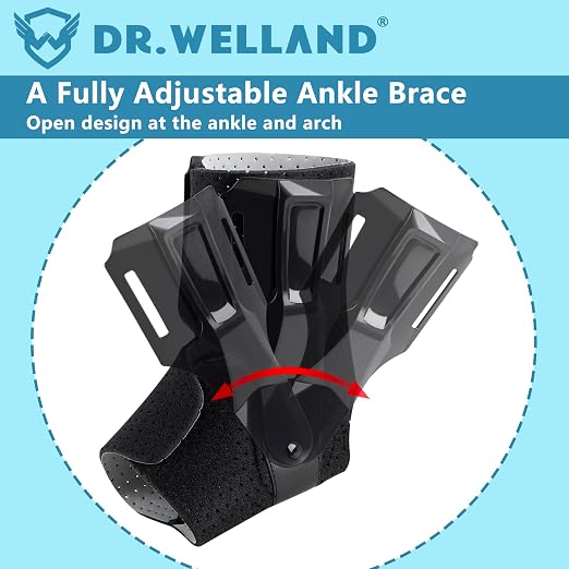 Ankle Brace with Side Stabilizers -Adjustable Ankle Support for Sprains, Sports Injuries, Plantar Fasciitis, Injury Recovery, Best Ankle Support for Running, Basketball, Volleyball (Medium)