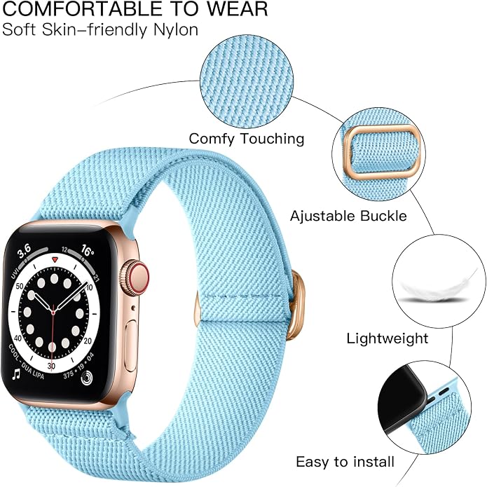 Lerobo Braided Band Compatible with Apple Watch Series 11 10 9 8 7 46mm 45mm 41mm Ultra SE 3 2 1 49mm Series 6 5 4 3 44mm 40mm 38mm 42mm Men iWatch Bands Women Stretchy Nylon Solo Loop Sport Strap
