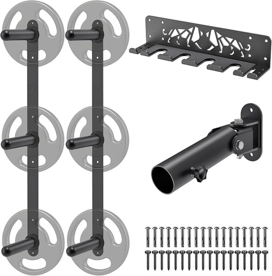 Kipika Weight Plate Storage Rack - Wall Mounted Weight Plate Holder with Durable Steel Construction Organizer for Olympic Plates, 1000lb Capacity, Space-Saving for Home Gym