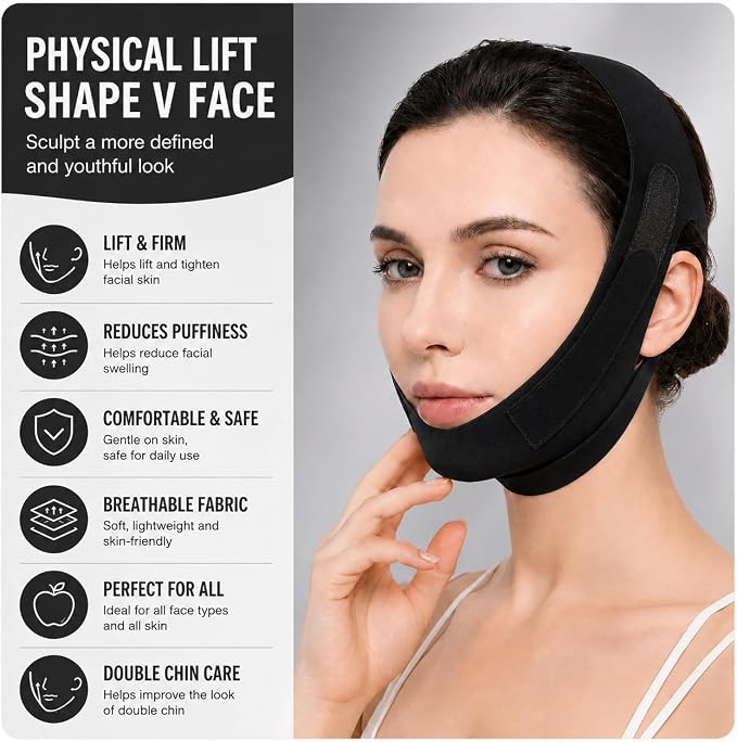 Jaw Strap,Jawline Shaper,Adjustable Chin Strap,Chin Strap for Sleeping,Jaw Strap,Jawline Shaper,Black