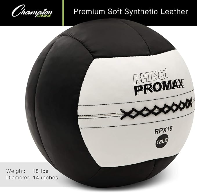 Champion Sports Rhino Promax Wall Balls - Soft Shell Non-Slip Grip for Weightlifting, Plyometrics, Cross Training, & Home Gym