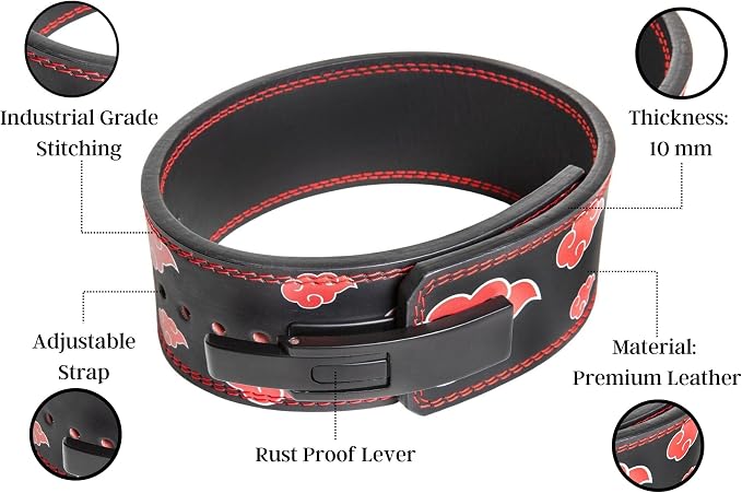 Anime Weight Lifting Lever Belt | 10mm Premium Leather Weightlifting Belt for Powerlifting, Bodybuilding, Deadlift, Squats, Exercise Workout | Heavy Duty Gym Belt Best for Men & Women
