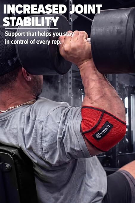 Iron Bull Strength Compression Elbow Sleeves for Lifting (Red, 12.5") - Maximum Compression for Bigger Bench Press PRs