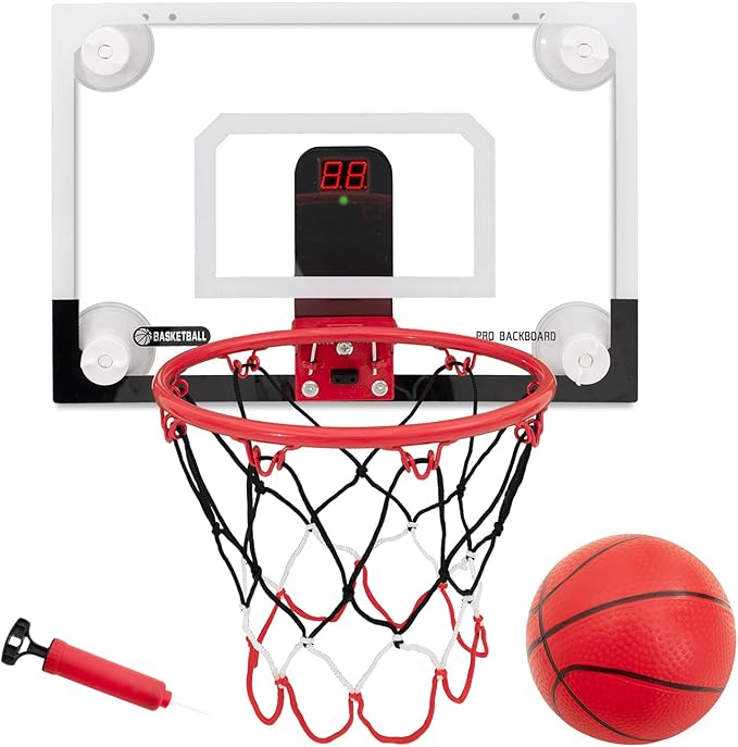 Indoor Mini Basketball Hoops with Powerful Suction Cups for Window and Wall | Wall Mounted Basketball Hoops, Basketball Backboard for Bedroom Office Dorm Room, Outdoor Toy Gifts for Kids and Adults
