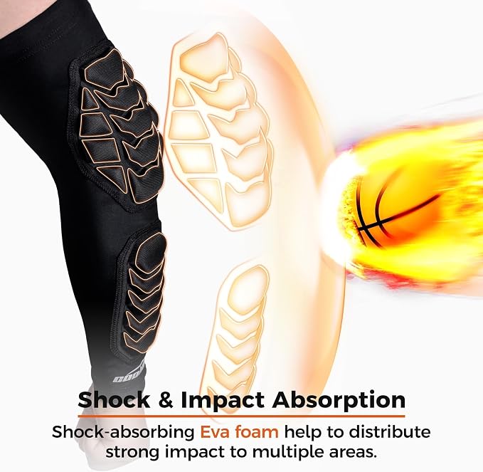 COOLOMG Football Arm Pads Padded Forearm Elbow Sleeves | Padded Compression Arm Sleeves for Football Basketball Volleyball 1 Pair