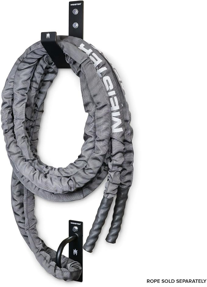 Meister XSteel Battle Rope Wall Mount Kit w/Anchor & Storage Hook - Matte Black | Commercial-grade steel wall anchor & storage hook for conditioning ropes, fits all battle ropes from 1.0" to 2.5"