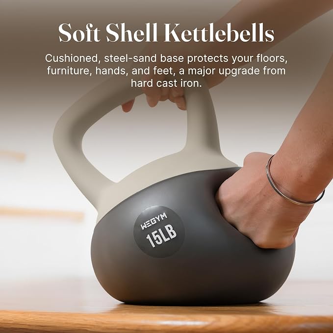 WeGym Soft Kettlebells with Cushioned Impact-Resistant Base and Anti-Slip, Wide-Grip Handle for Home Workouts, Weightlifting, and Full Body Strength Training