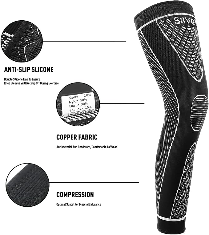 SKDK Full Leg Sleeves Long Compression Leg Sleeve Knee Sleeves Protect Leg, for Man Women Basketball, Arthritis Cycling Sport