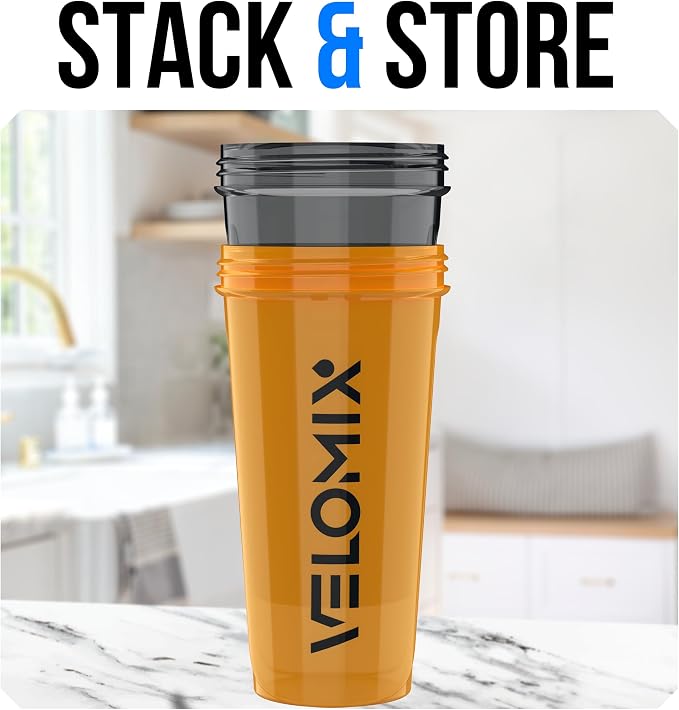 VELOMIX 2 Pack 28oz Protein Shaker Bottle for Protein Mixes, Golden Stone | 2x Wire Whisk, Leak Proof Shaker Cups for Protein Shakes, Stackable, Dishwasher safe, BPA free, Pre Workout and Fitness ready