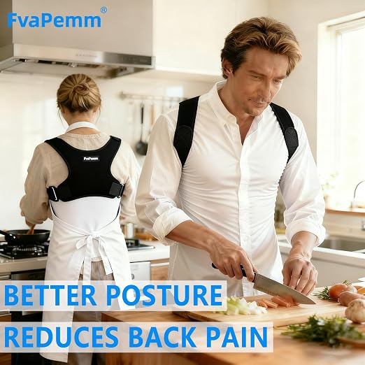 Posture Corrector for Women Men, Copper Upper Back Brace, Back Straightener Support Correcting Hunchback and Bad Posture, Back Pain Relief for Neck, Shoulder, Clavicle, Black, S/M