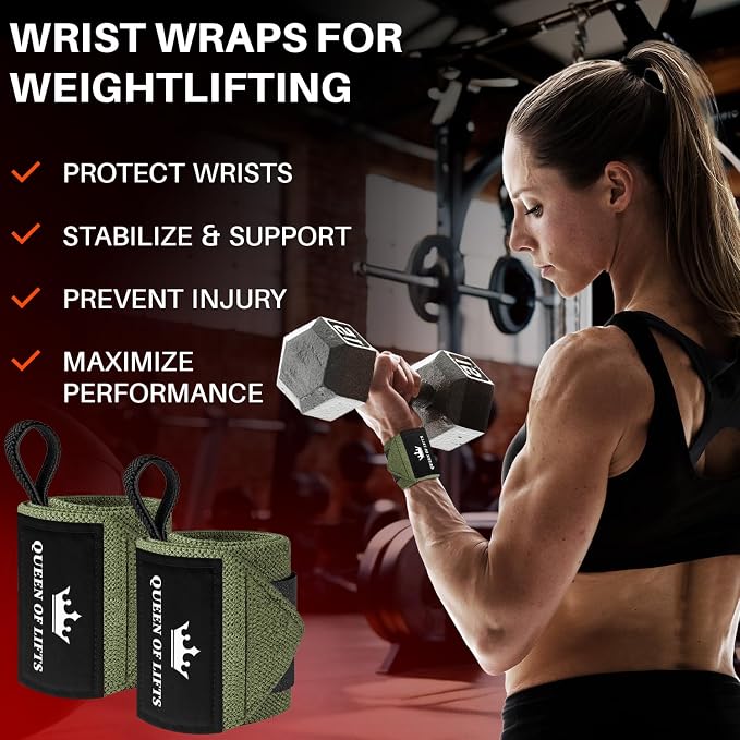 TECEUM Elastic Cotton Weightlifting Wrist Wraps with Thumb Loops, 1 Pair