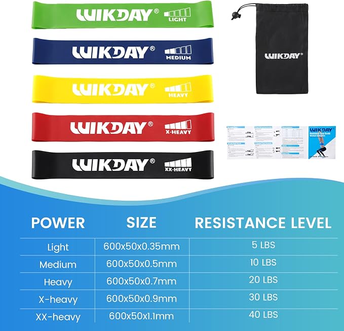 WIKDAY Resistance Bands, Pull Up Bands, Workout Bands for Exercise, Thick Heavy Resistance Band Set with Door Anchor, Elastic Bands for Body Stretching, Training at Home/Gym for Men & Women