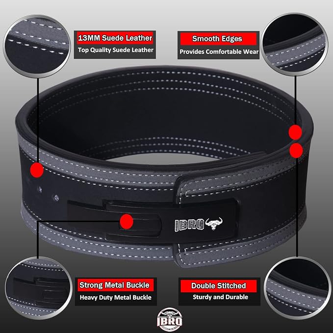 IBRO Powerlifting Lever Gym Belt – Power 8MM, 10MM or 13MM Extreme Heavy Duty Genuine Leather Belts - Squats Deadlifts Bodybuilding Weight Lifting IPF Power Lifting Strongman for Men