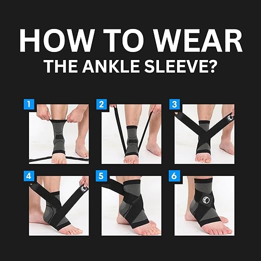 Ankle Compression Sleeve & Ankle Brace for Plantar Fasciitis Relief | Breathable arch support with adjustable straps for women & men; an Achilles tendonitis brace for running and work - 2 Sleeves