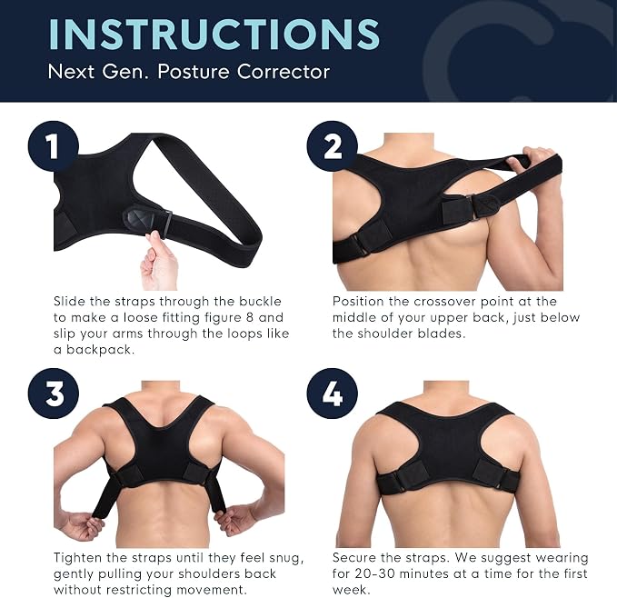 Copper Compression Back Brace Posture Corrector for Women and Men. Copper Infused Shoulder Straightener, Adjustable Upper Back Support for Relief, Scoliosis, Hunchback, Hump, Thoracic, Spine, Pain