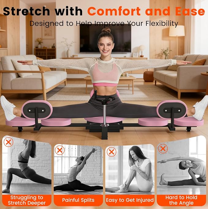 Leg Stretcher, 220LBS Split Machine for Fexibility & Splits Training, 0-200° Adjustable Stretching Equipment for Home Gym, Heavy Duty Steel Frame Leg Stretching Training Machine