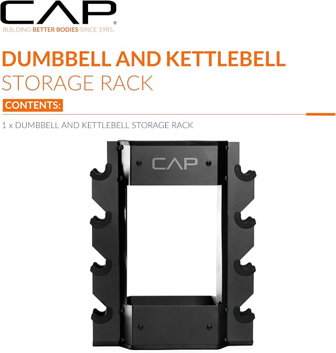 CAP Barbell Dumbbell and Kettlebell Storage Rack - Compact Weight Storage for Home Gym