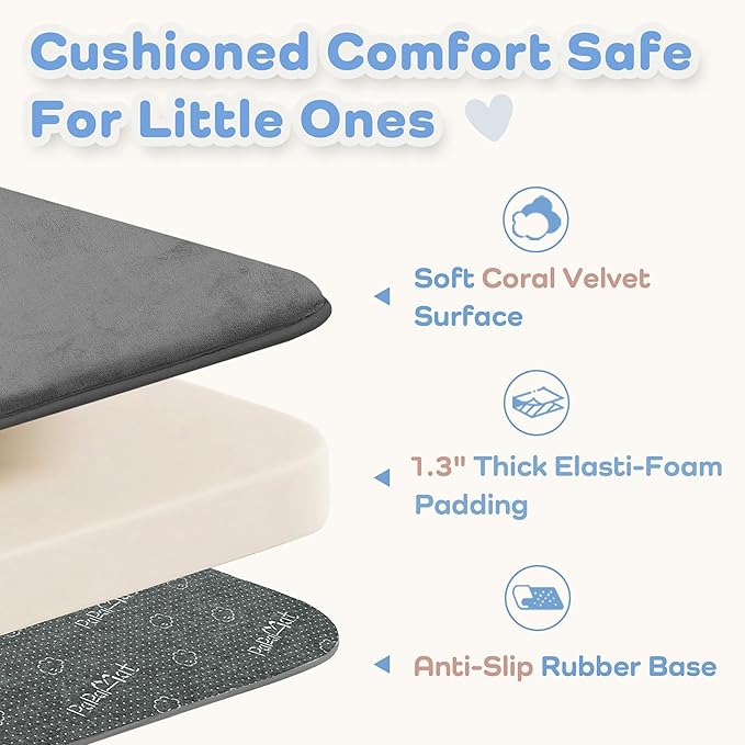 1.3" Thick Baby Play Mat 39x59 Memory Foam Play Mat, Dark Grey | Memory Mat for Baby to Play on Floor Waterproof Easy Care with Non-Slip Tummy Time Play Mat for Nursery Playroom Classroom