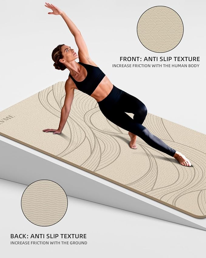 Large Yoga Mat (75.5"x47.6"x0.4"）Extra Wide & Thick 10mm | Non-Slip Exercise Mat, High-Density TPE Mat for Yoga Pilates & Home Gym Workouts
