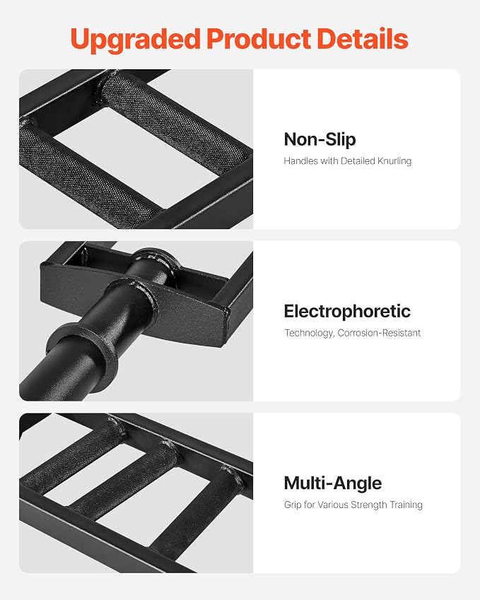 VEVOR Multi-Grip Barbell, 2-inch 3 Positions Swiss Bar, 550 LBS Capacity Heavy Duty Swiss Barbell Training Equipment, with 2 Collars and Knurled Grips, for Home Gym, Support Pressing, Lifting Curls