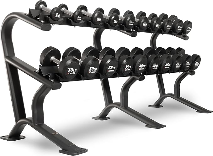 XMARK Dumbbell Weights Sets, 5-50lb and 5-75lb Dumbbell Sets, No Odor, Urethane Dumbbells, Commercial Gym and Home Gym Equipment