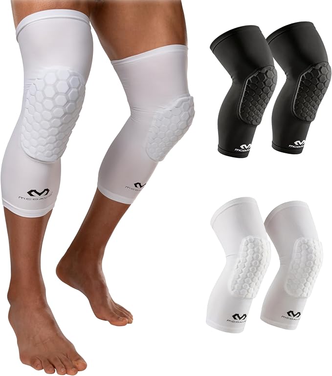 Knee Compression Sleeves: McDavid Hex Knee Pads Compression Leg Sleeve for Basketball, Volleyball, Weightlifting, and More - Pair of Sleeves