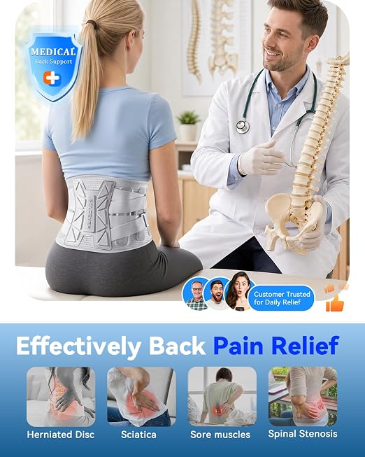 Back Brace for Women Lower Back Pain Relief with Bionic Support System | Ultra Breathable Back Support Brace with Adjustable Strap System, Relief for Herniated Disc, Sciatica, Arthritis,Scoliosis