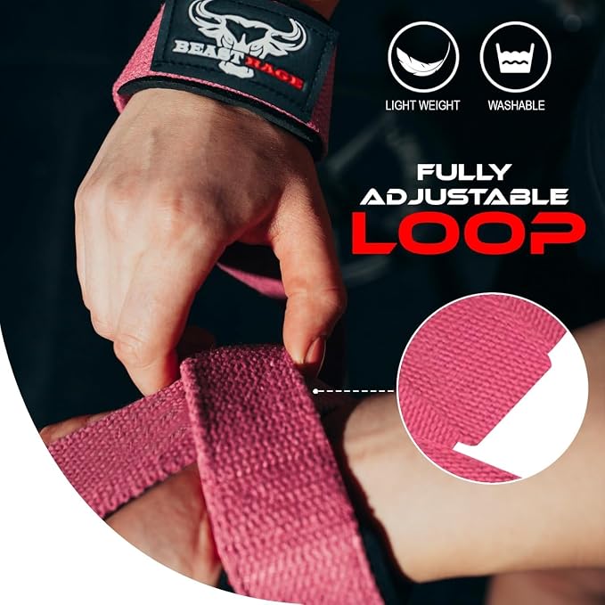 BEAST RAGE Lifting Wrist Straps for Weightlifting, Straps Gym Grip Power Workouts Lifting Straps Padded Neoprene & Premium Cotton Men Women, Deadlift Bodybuilding Exercise Lifting Straps