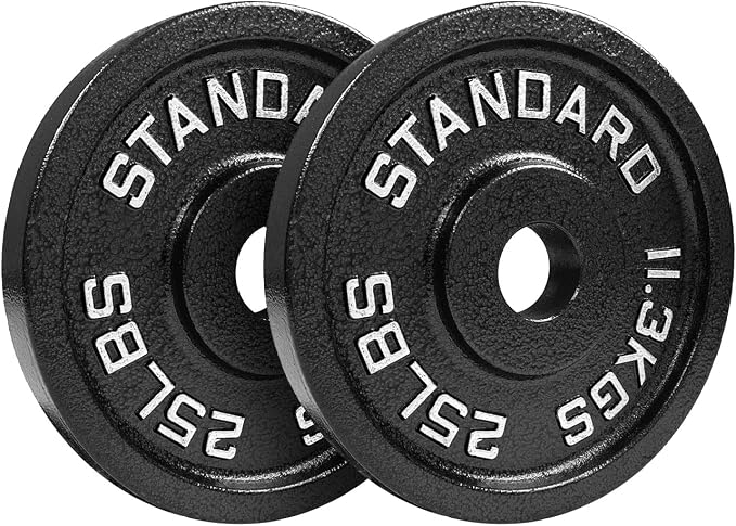 Steel Olympic Plates 175LB Set - 2 inch Olympic Hammertone Coated 2x 2.5lb, 5lb, 10lb, 25lb, & 45lb for Weight Lifting Training