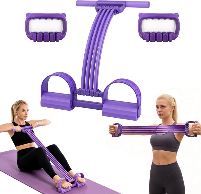 3 in 1 Adjustable Pedal Resistance Band, 8-Tube Multifunction Tension Rope, Natural Latex sit-up Trainer Resistance Band Suitable for Fat Loss and Full-Body Shaping Workout