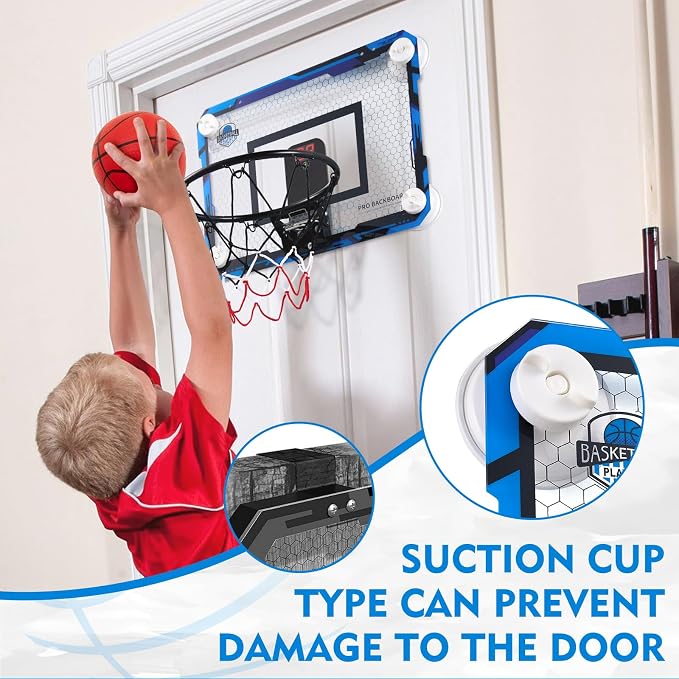 Indoor Mini Basketball Hoops with Powerful Suction Cups for Window and Wall | Wall Mounted Basketball Hoops, Basketball Backboard for Bedroom Office Dorm Room, Outdoor Toy Gifts for Kids and Adults