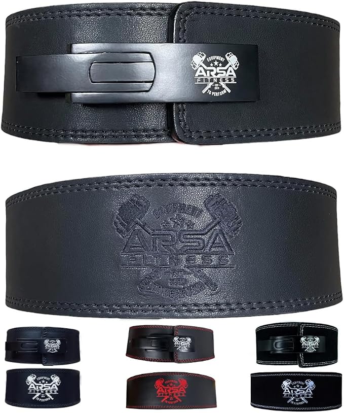 Arsa Fitness Weightlifting Adjustable Lever Belt for Men & Women Real Cow Hide Leather for Powerlifting Back Support Workout Deadlifts Squats 10MM Thickness 4" Width - Nighthawk