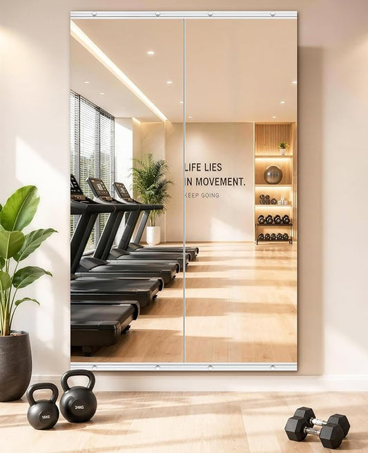 Home Gym Mirror,2 Pack Large 55.9x16.5 Inch Frameless Tempered Glass Wall Mirror, Full Body Workout and Decorative Mirrors for Home Gym, Yoga, Dance Studio, Garage, Exercise Room